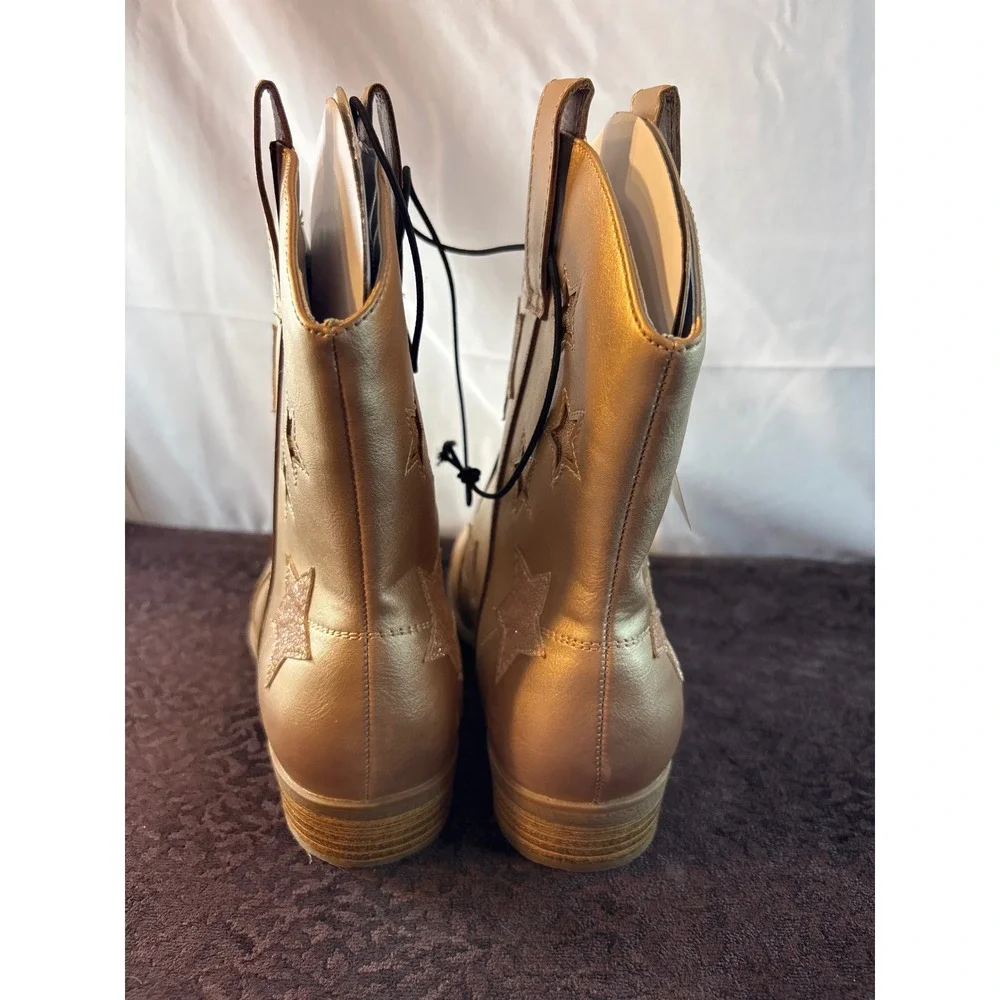 Thereabouts Sienna Rose Gold Metallic Star Western Boots Kids Size‎ 4M New